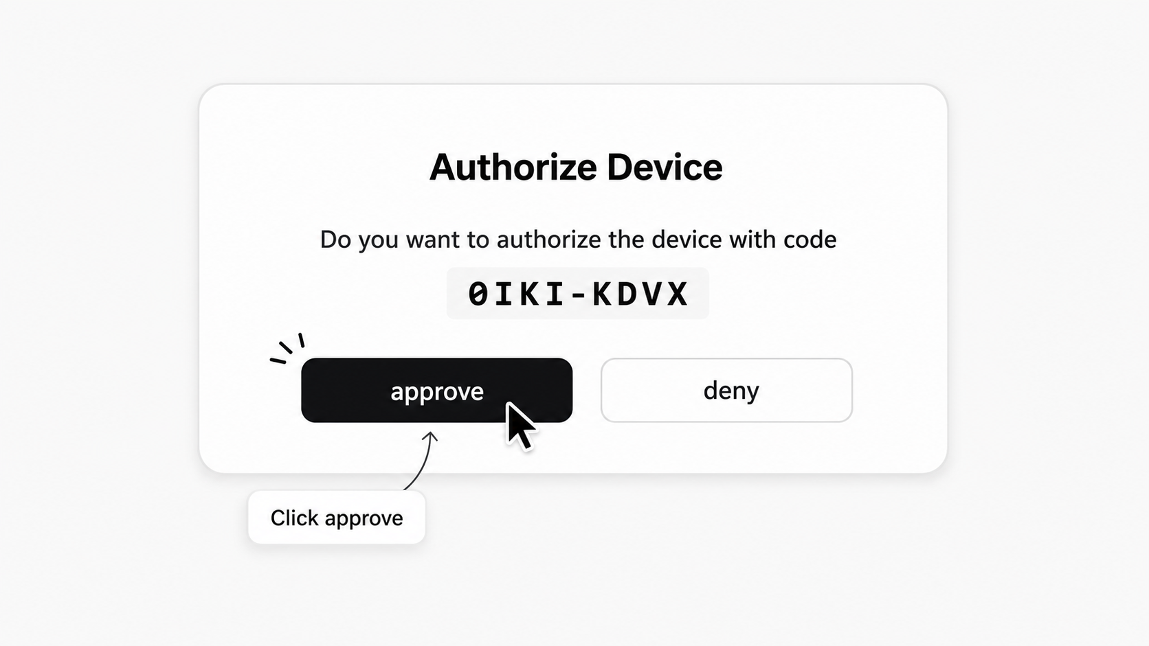 Browser authorization page with a tip pointing to the approve button.